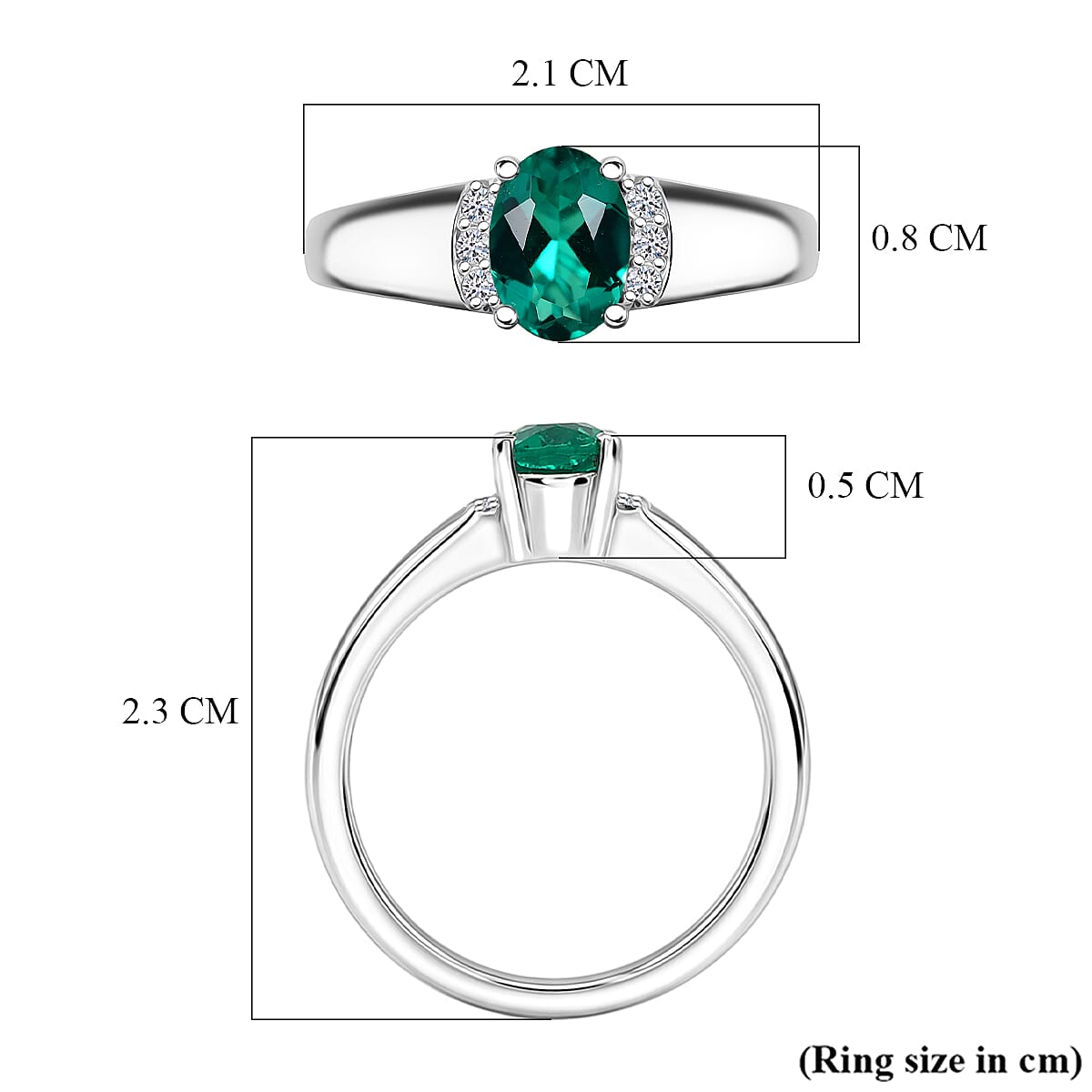 Luxuriant - AAA Lab Grown Columbian Emerald & Lab Grown Diamond (SI-G-H) Ring in Rhodium Overlay Sterling Silver 0.77 Ct.