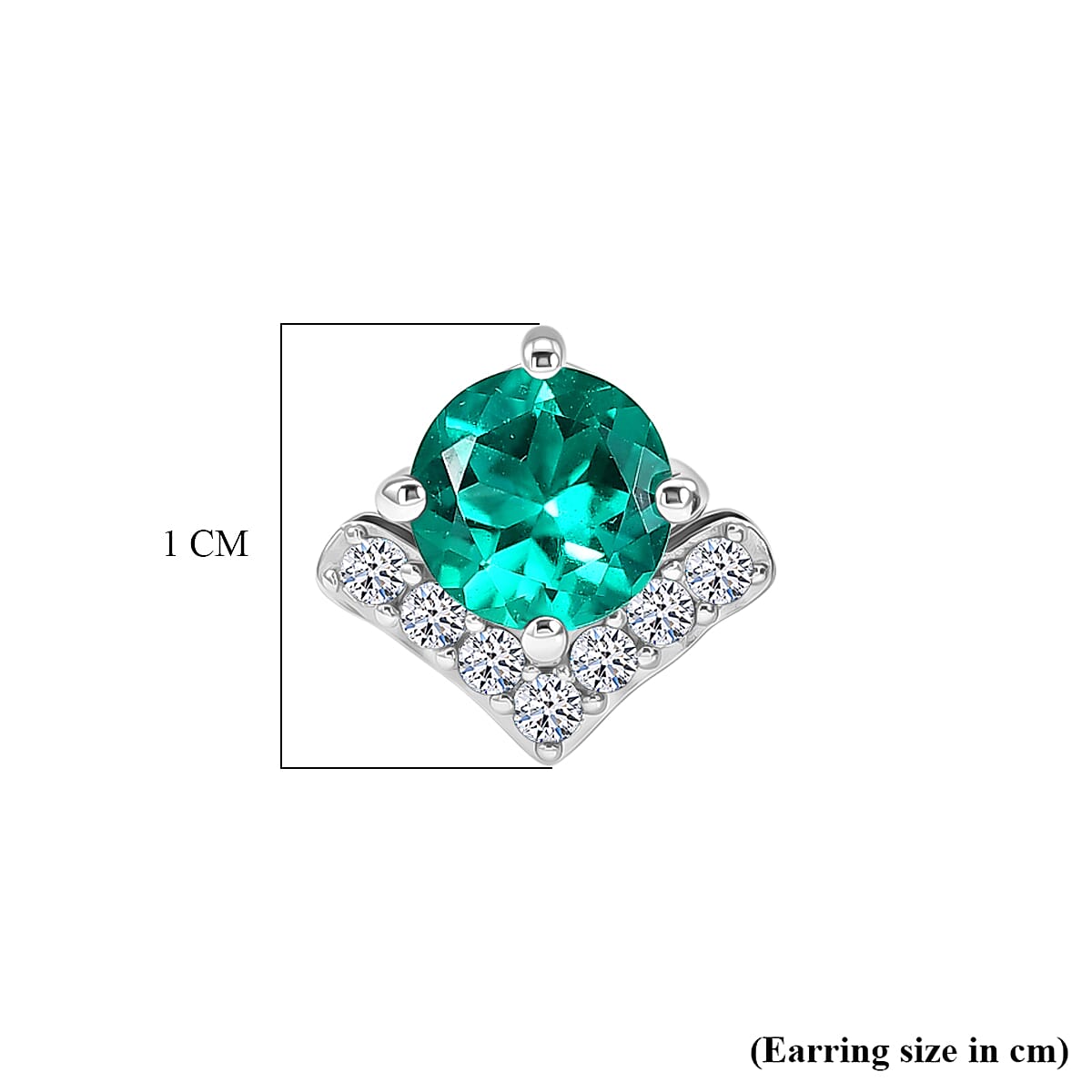 Luxuriant - AAA Lab Grown Columbian Emerald & Lab Grown Diamond (SI-G-H) Push Post Earring in Rhodium Overlay Sterling Silver 1.12 Ct.