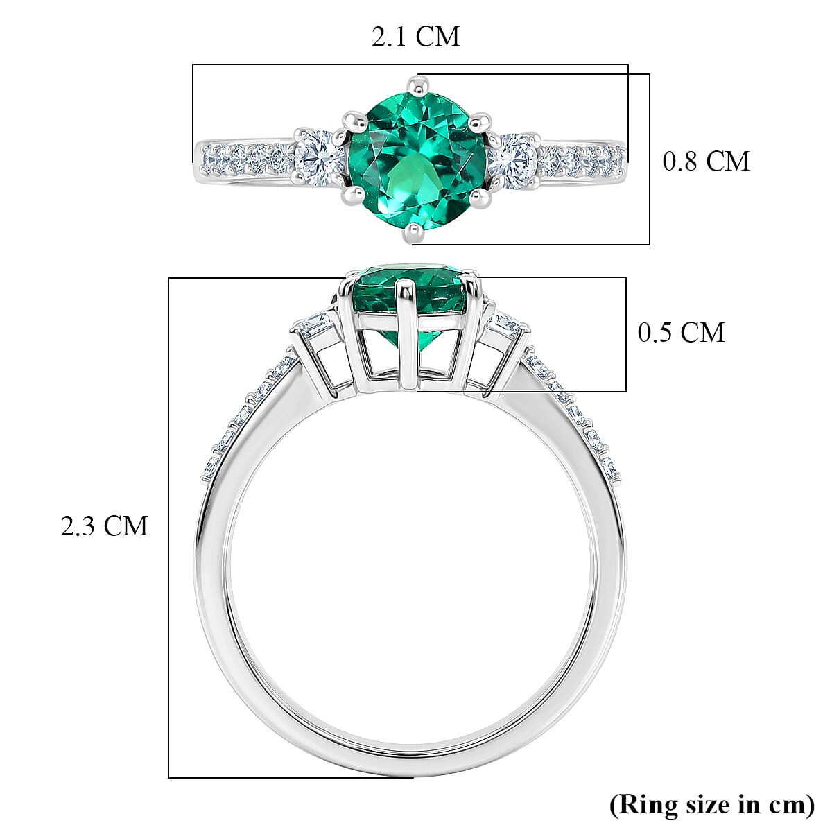 Luxuriant - AAA Lab Grown Columbian Emerald & Lab Grown Diamond (SI-G-H) Ring in Rhodium Overlay Sterling Silver 1.00 Ct.