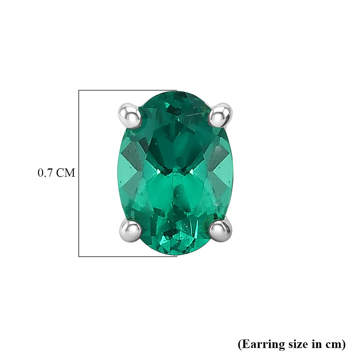 Luxuriant - AAA Lab Grown Columbian Emerald Stud Earring with Push Post in Platinum Overlay Sterling Silver