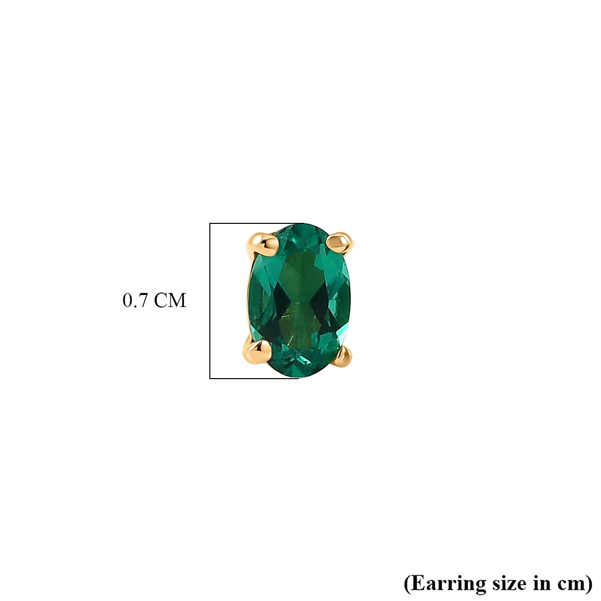 Luxuriant - AAA Lab Grown Columbian Emerald Stud Earring with Push Post in Yellow Gold Plated Sterling Silver