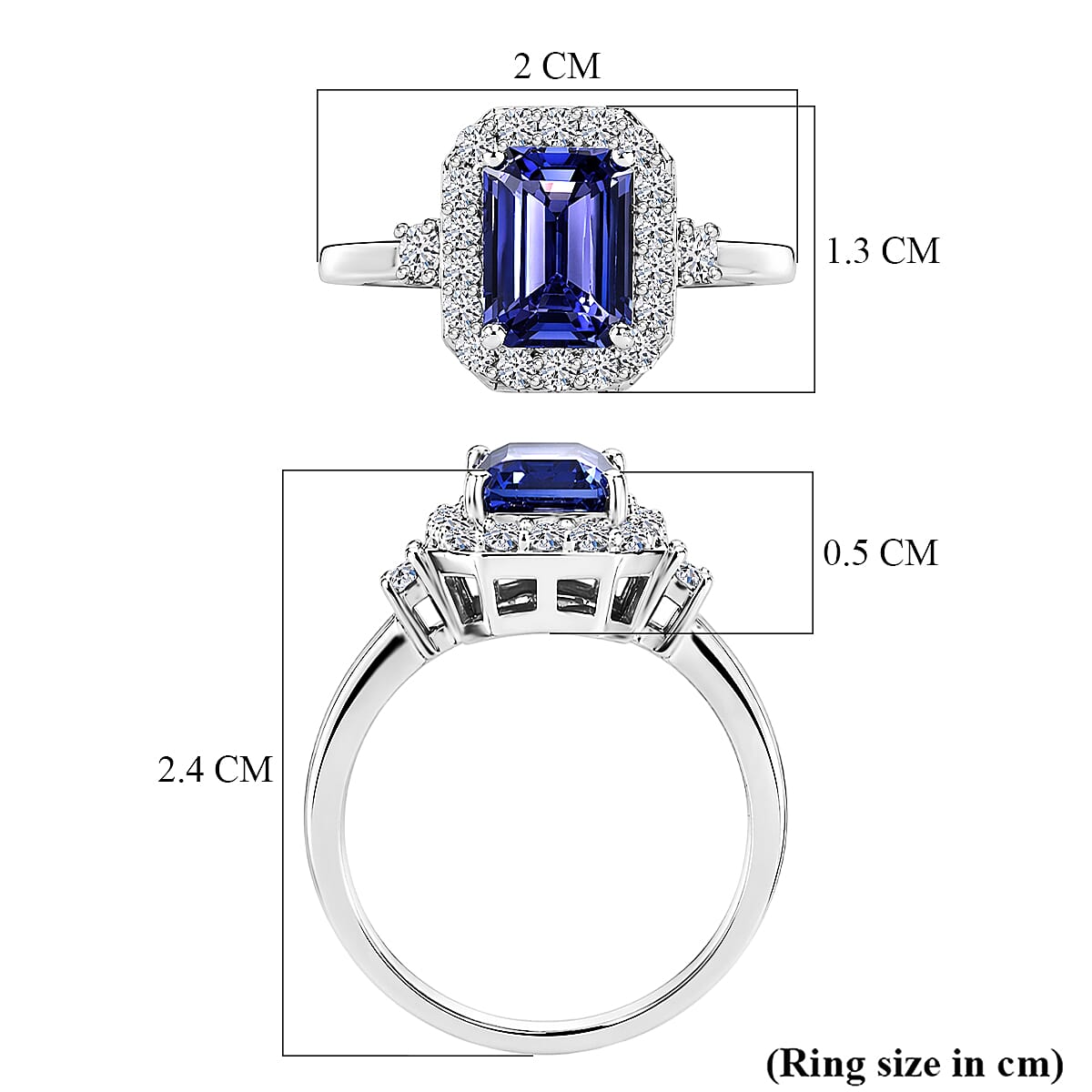 Luxuriant - AAA Tanzanite & Lab Grown Diamond (SI-G-H) Halo Ring in Rhodium Overlay Sterling Silver 1.95 Ct.