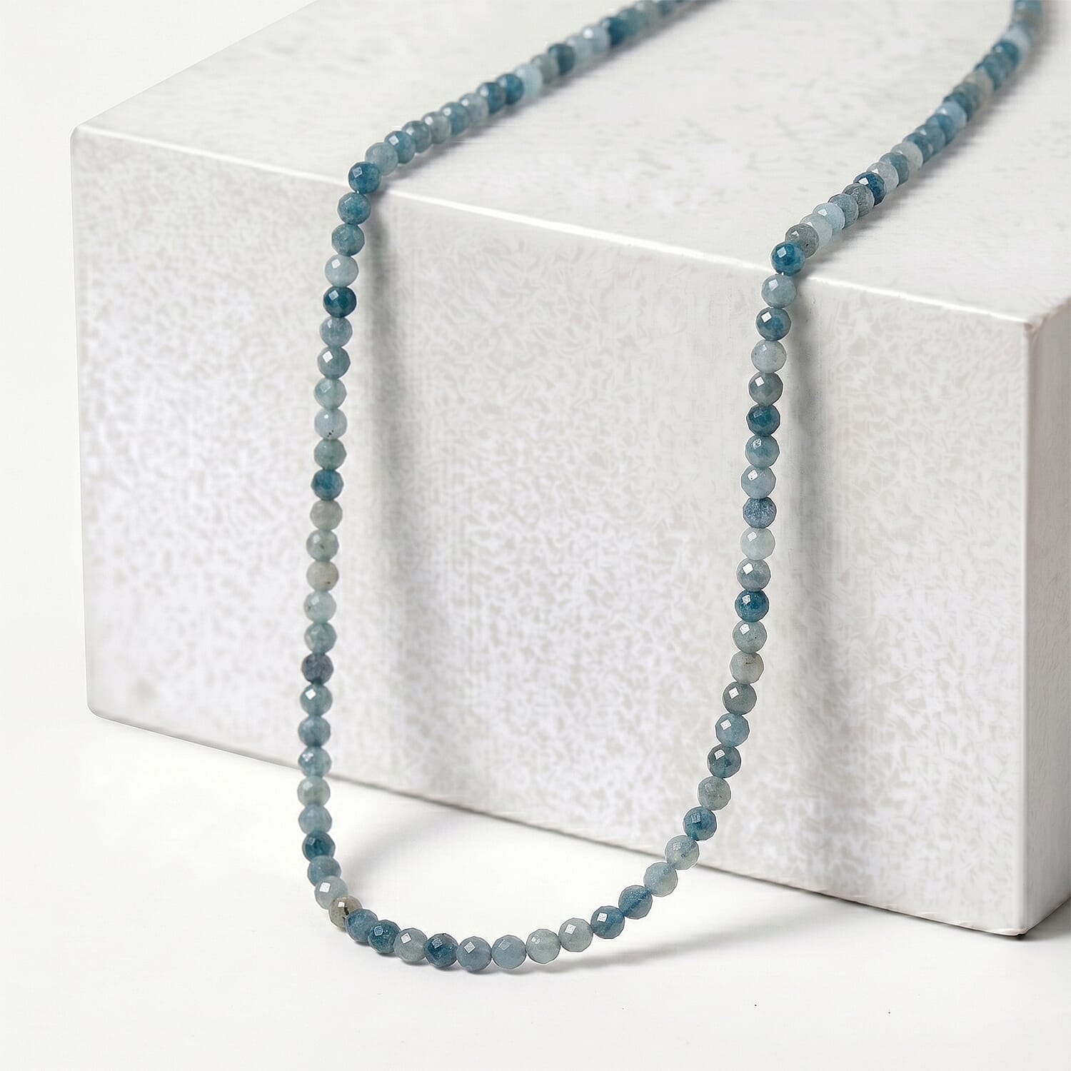 Kyanite Adjustable Beads Necklace (Size - 18-2 Ext) with Clasp in Silver Tone 25.00 Ct.
