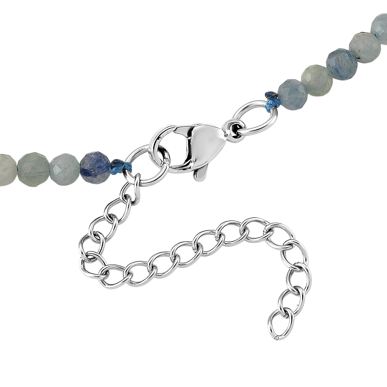 Kyanite Adjustable Beads Necklace (Size - 18-2 Ext) with Clasp in Silver Tone 25.00 Ct.