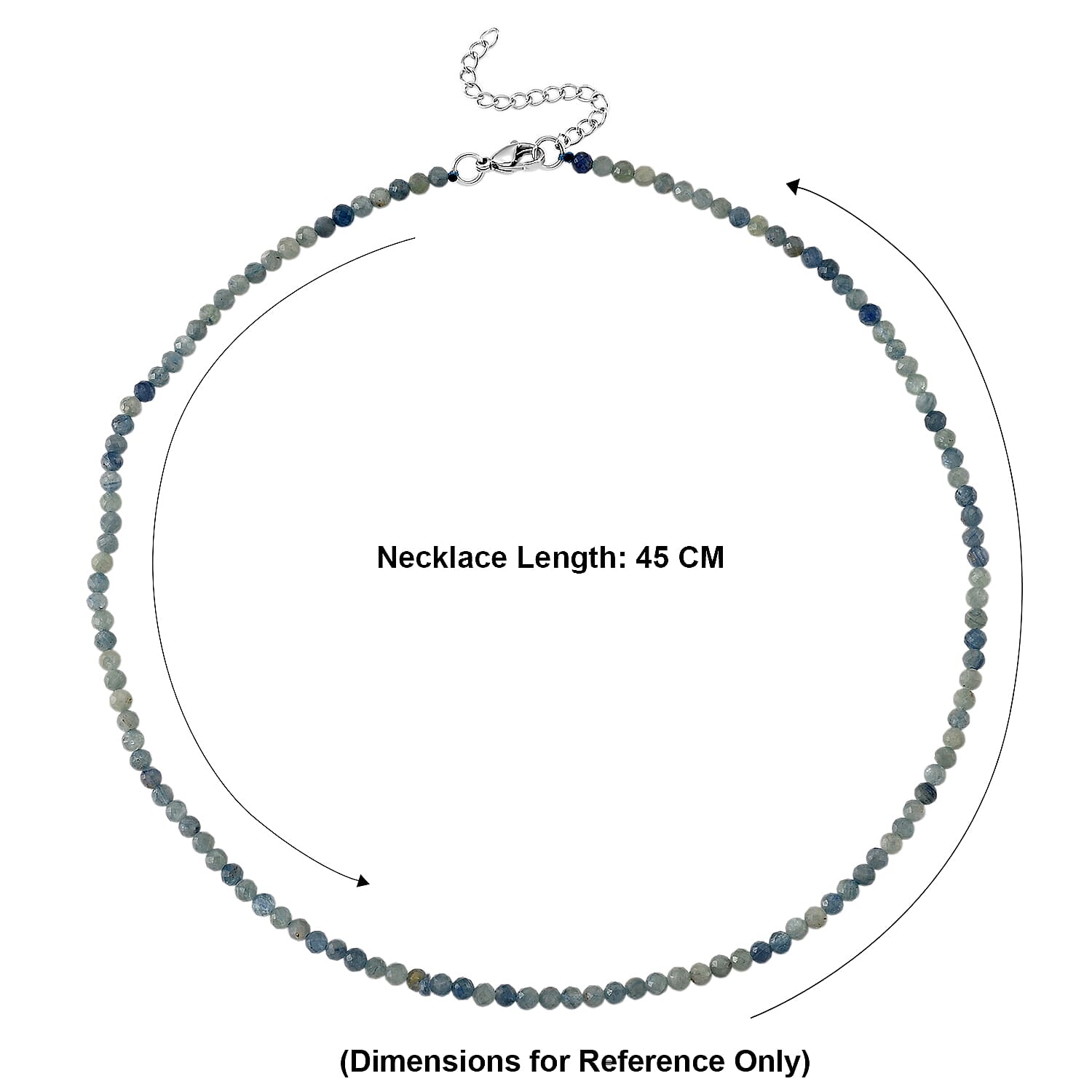 Kyanite Adjustable Beads Necklace (Size - 18-2 Ext) with Clasp in Silver Tone 25.00 Ct.