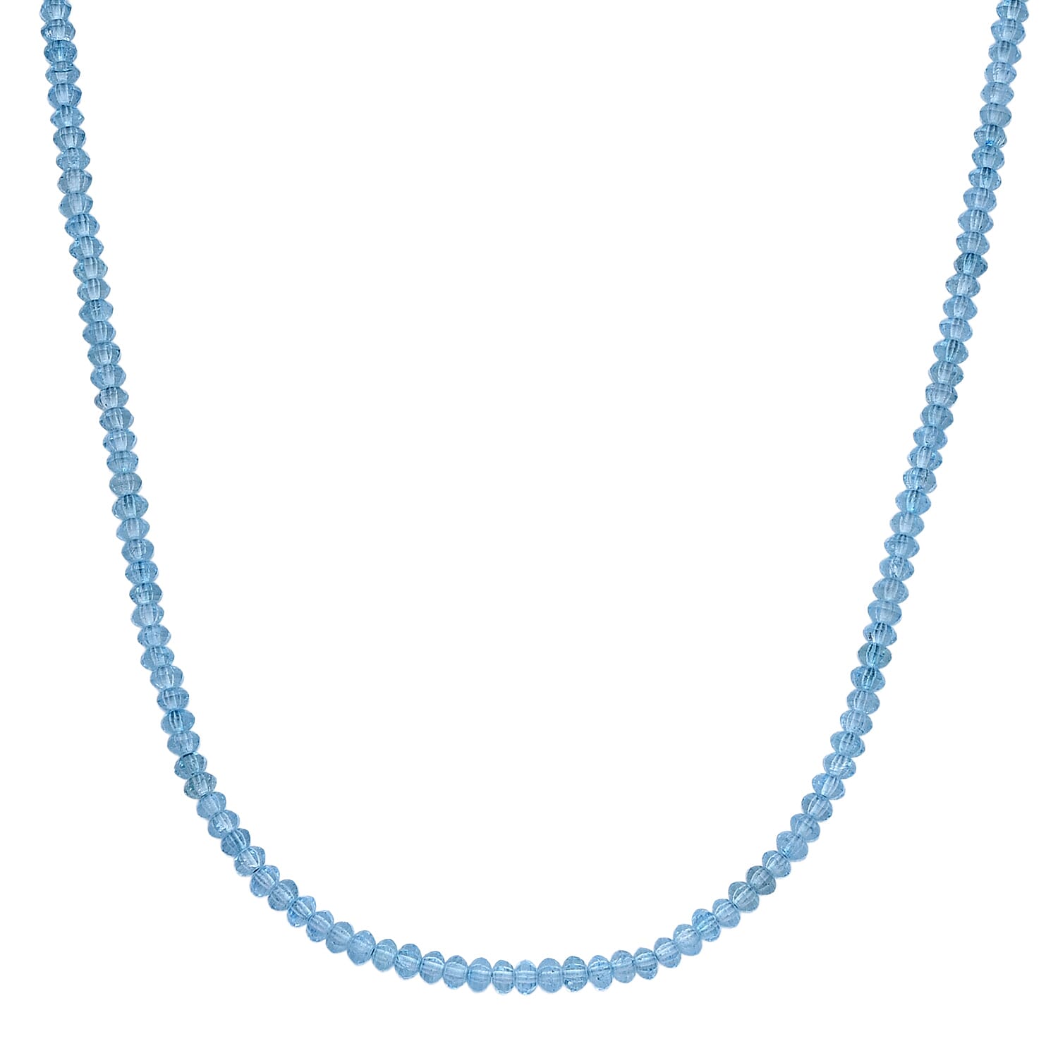 D'Joy - Blue Topaz Beads Necklace (Size - 18-2 Ext) in Rhodium Overlay Sterling Silver 45.00 Ct.