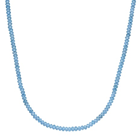 D'Joy - Blue Topaz Beads Necklace (Size - 18-2 Ext) in Rhodium Overlay Sterling Silver 45.00 Ct.