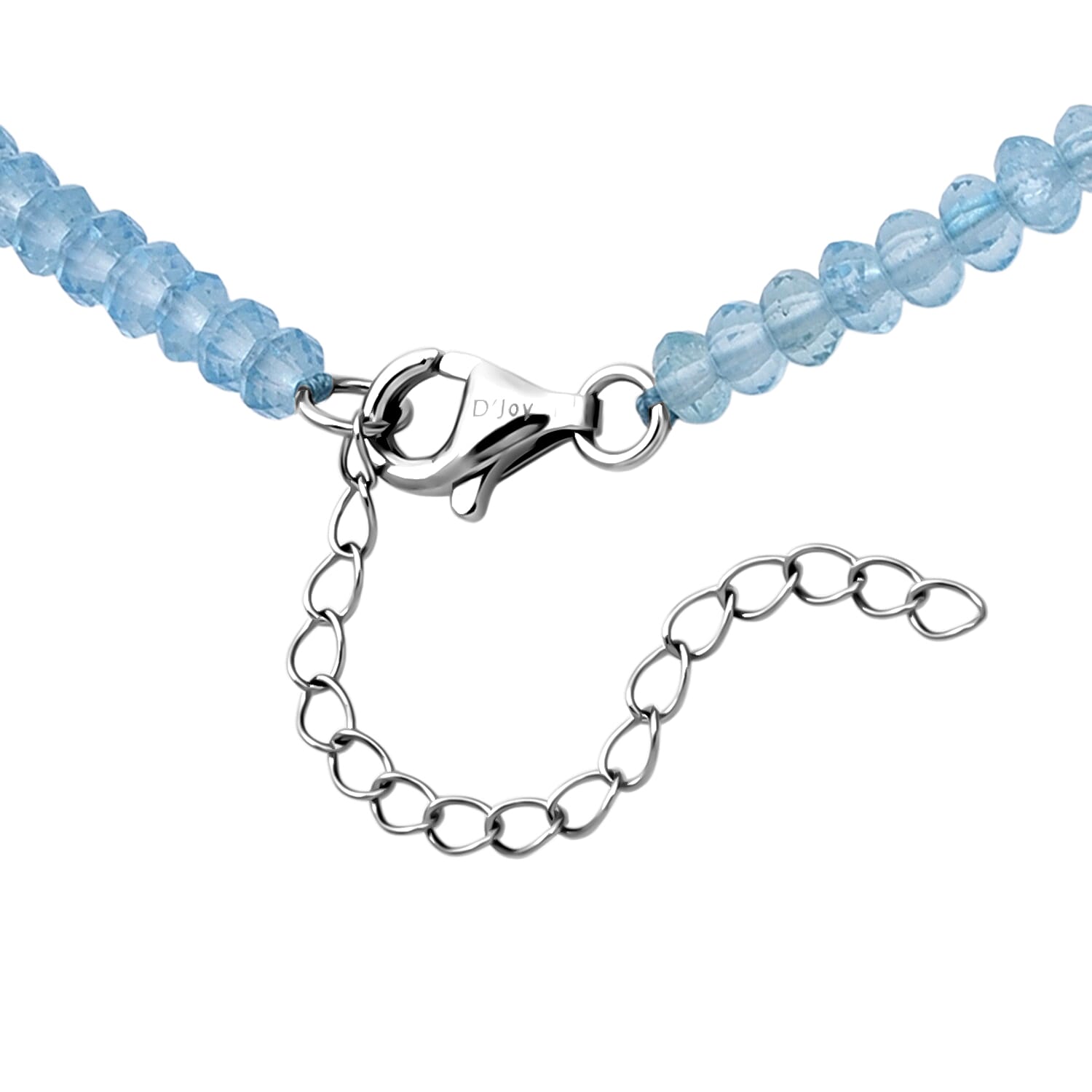 D'Joy - Blue Topaz Beads Necklace (Size - 18-2 Ext) in Rhodium Overlay Sterling Silver 45.00 Ct.
