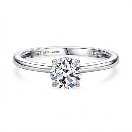 LUXURIANT 0.5 Ct. Lab Grown Diamond Round Cut Solitaire Ring in Rhodium Overlay Sterling Silver  (SI-G-H)