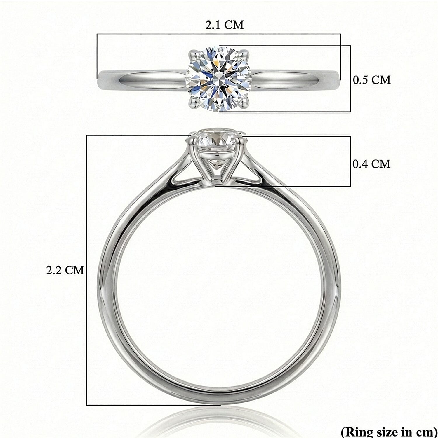 Luxuriant - SI-G-H Lab Grown Diamond Solitaire Ring in Rhodium Overlay Sterling Silver 0.51 Ct.