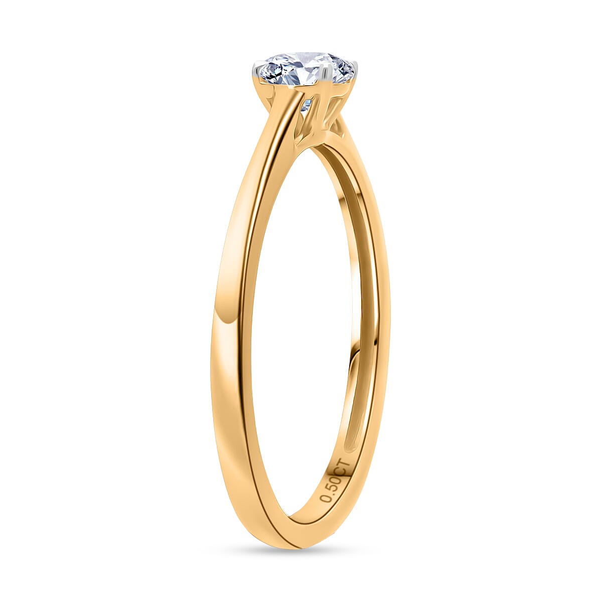 Luxuriant - Lab Grown Diamond (SI-G-H) Solitaire Ring in 18K Vermeil Yellow Gold Plated Sterling Silver 0.50 Ct.