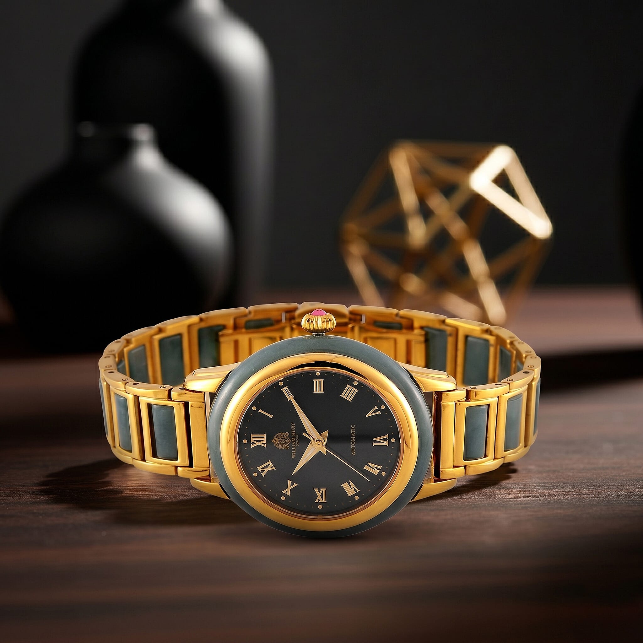 FINAL EVER COMMISSION -  Collectors Limited Edition William Hunt Automatic Movt. 3ATM Water Resistant Type A Natural Jadeite Watch with Blue Sapphire Crystal (36 mm - case)