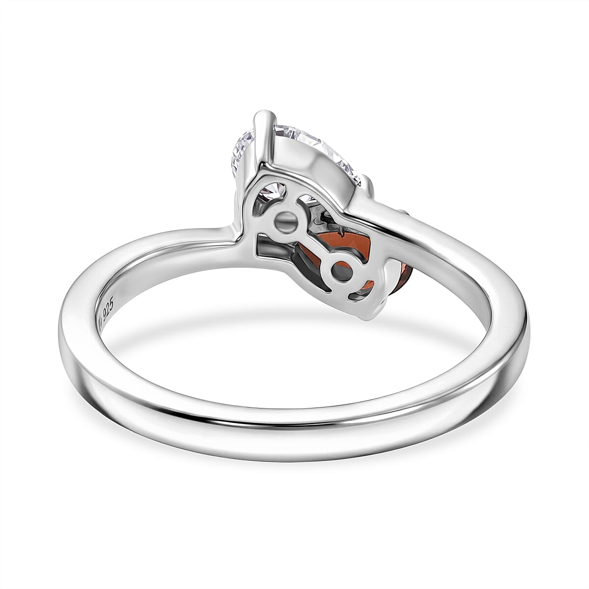 Royal Bali Collection - D'Joy Red Garnet & Moissanite Toi-et-Moi Ring in 18K Vermeil Yellow Gold Plated Sterling Silver