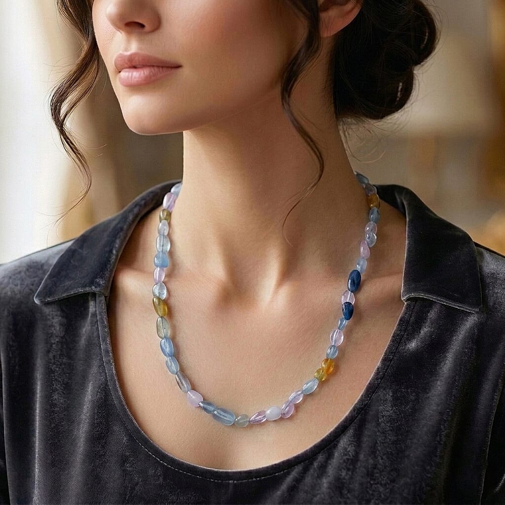 Multi Beryl Beads Necklace (Size - 18-2 Ext) 90.00 Ct.