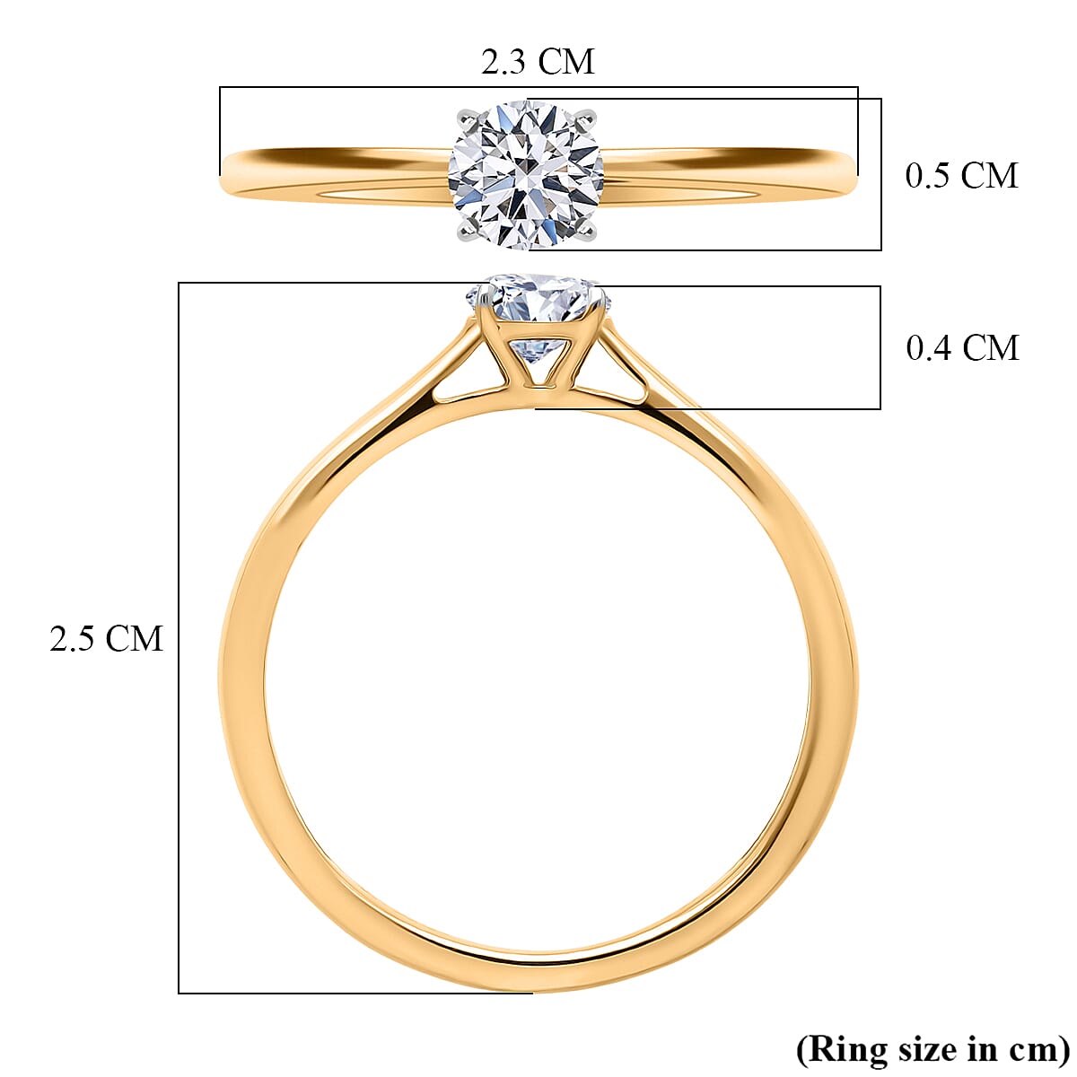 Luxuriant - Lab Grown Diamond (SI-G-H) Solitaire Ring in 18K Vermeil Yellow Gold Plated Sterling Silver 0.50 Ct.