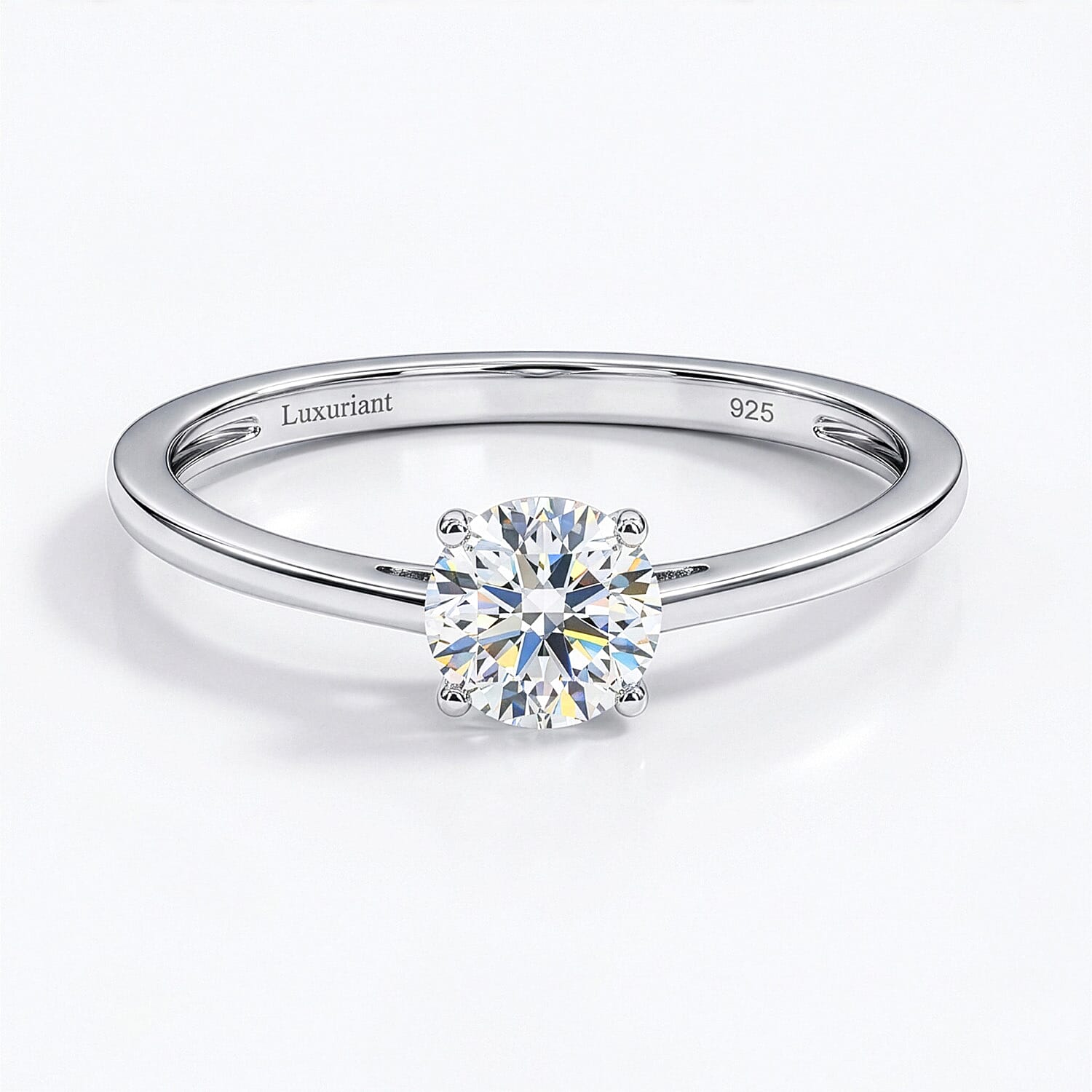 Luxuriant - SI-G-H Lab Grown Diamond Solitaire Ring in Rhodium Overlay Sterling Silver 0.51 Ct.