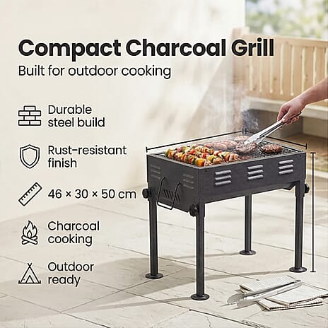 Portable Japanese Outdoor Charcoal BBQ Grill - Black