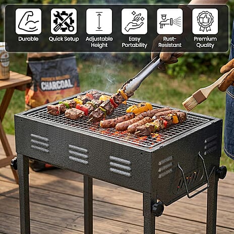 Portable Japanese Outdoor Charcoal BBQ Grill - Black