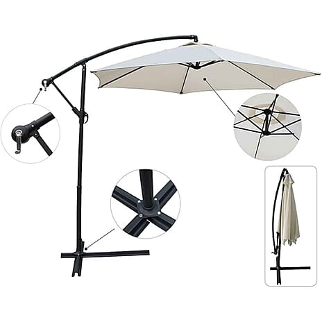 Premium Cantilever Garden Parasol with UV30- Protective Canopy - Cream