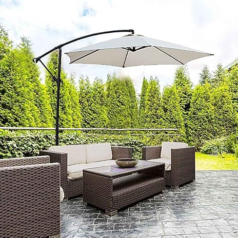 Premium Cantilever Garden Parasol with UV30- Protective Canopy - Cream