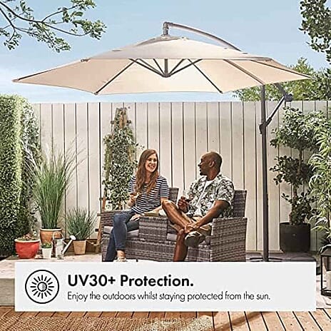 Premium Cantilever Garden Parasol with UV30- Protective Canopy - Cream