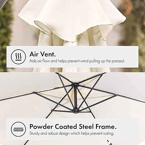 Premium Cantilever Garden Parasol with UV30- Protective Canopy - Cream