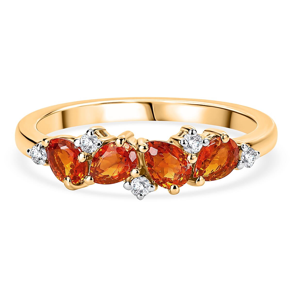 D'Joy - Fire Opal & White Zircon Ring in Yellow Gold Plated Sterling Silver