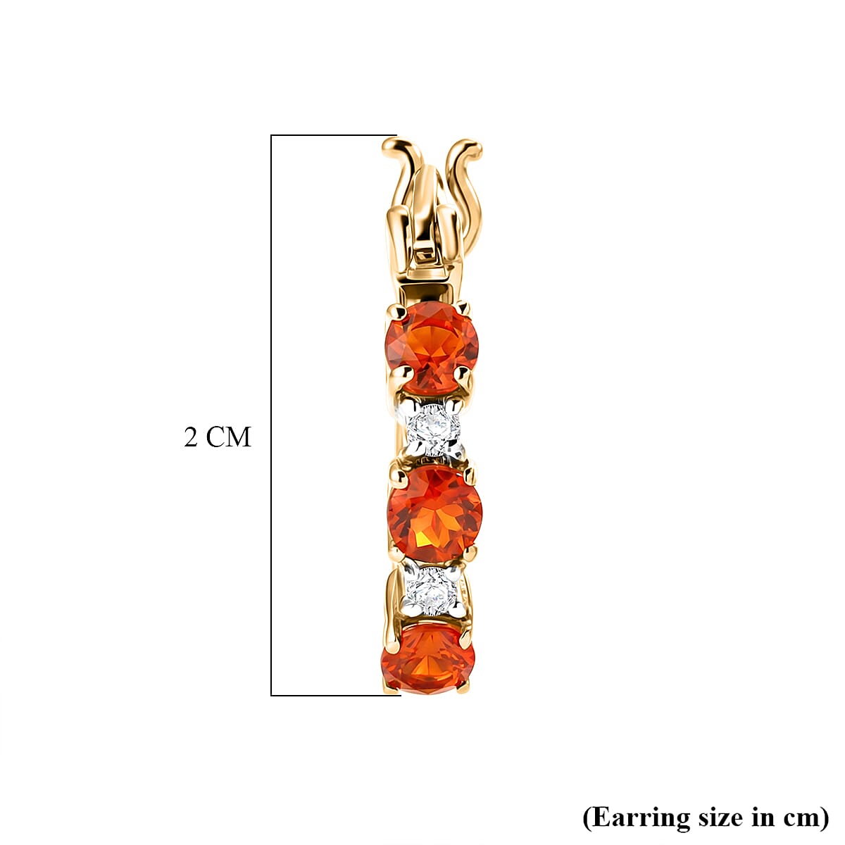 D'Joy - Fire Opal & Moissanite Full Hoop Earring with Clasp in Yellow Gold Plated Sterling Silver