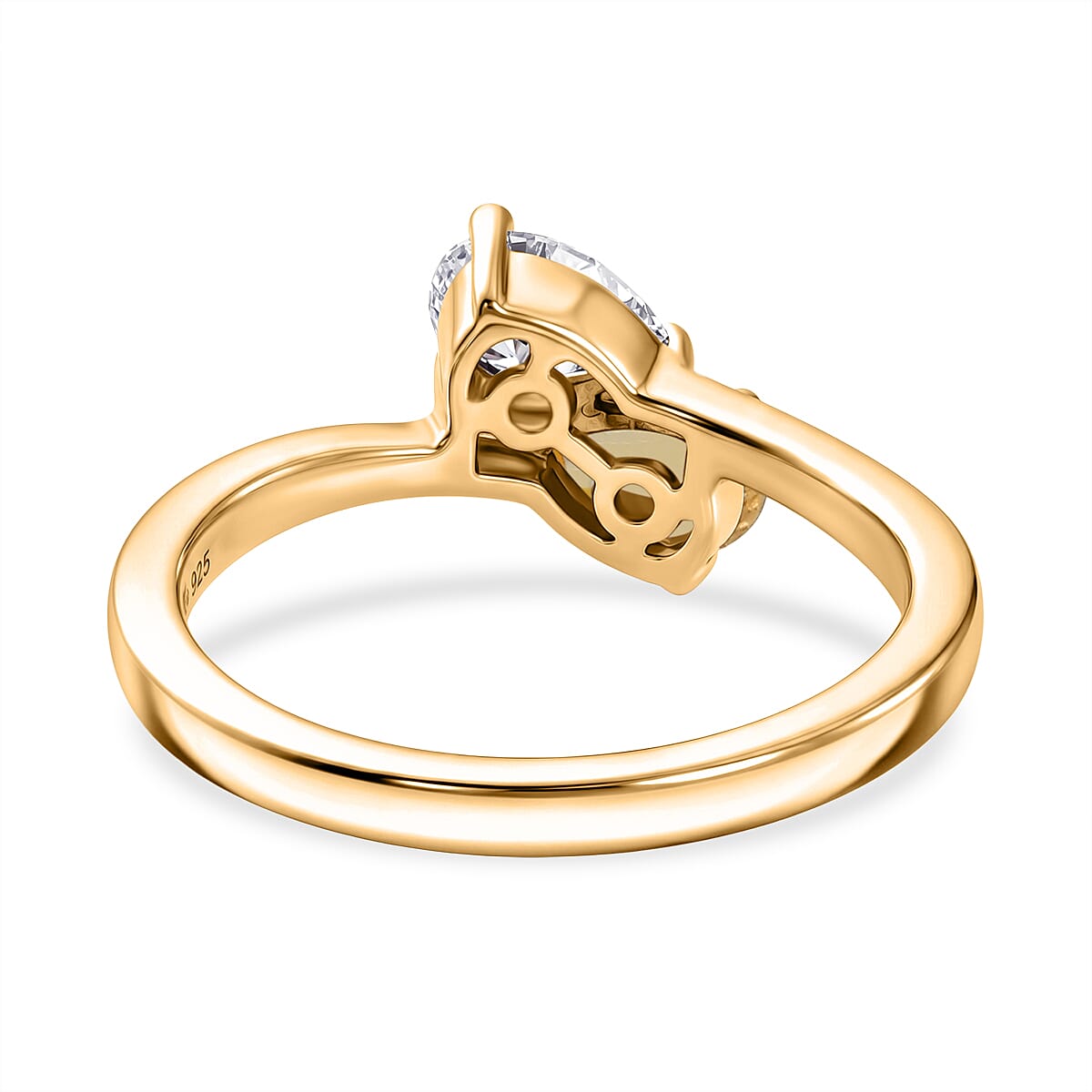 Royal Bali Collection - D'Joy Citrine & Moissanite Toi-et-Moi Ring in 18K Vermeil Yellow Gold Plated Sterling Silver