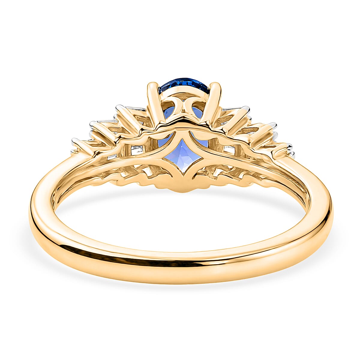 D'Joy - Tanzanite & White Diamond Ring in 18K Vermeil Yellow Gold Plated Sterling Silver