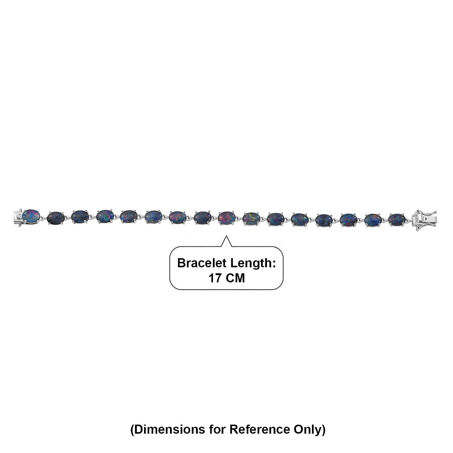 D'Joy - Boulder Opal Triplet & White Zircon Cluster Bracelet (Size - 7) with GB Lock Box in Rhodium Overlay Sterling Silver 12.82 Ct.