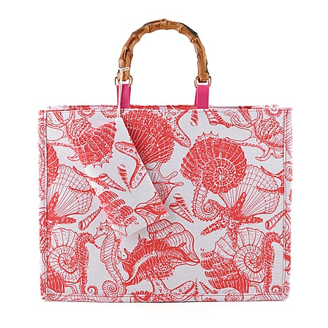 Patterned Tote Bag (Size 42x33x14 cm) - Rose Red