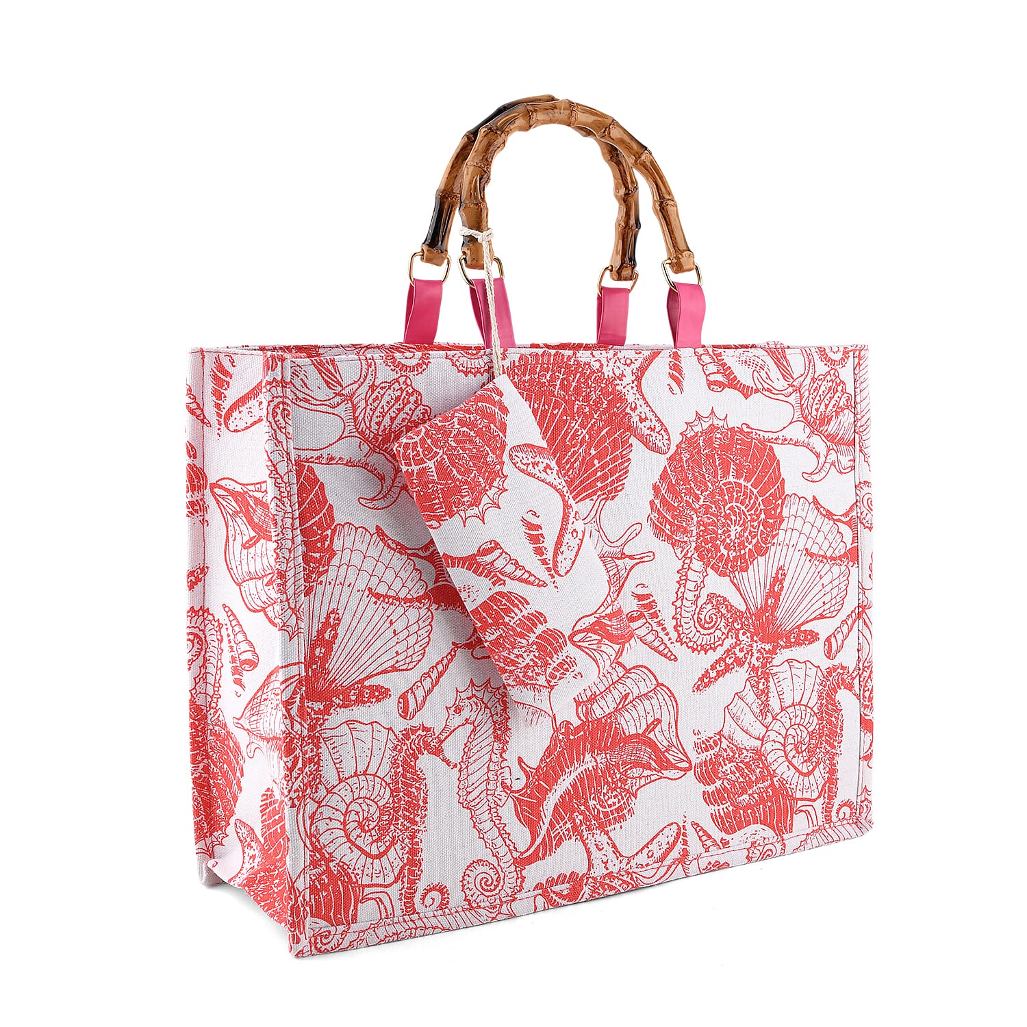 Patterned Tote Bag (Size 42x33x14 cm) - Rose Red