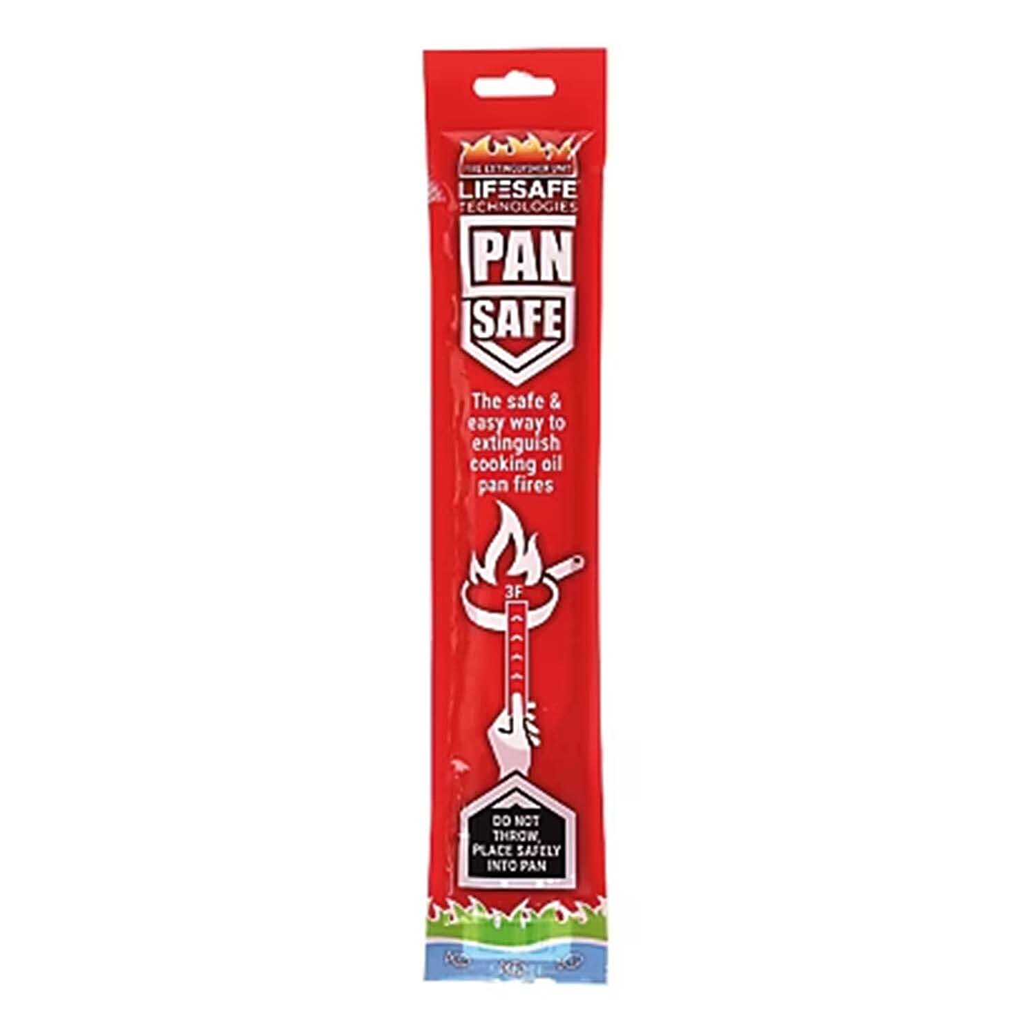 LifeSafe Technologies PanSafe Fire Extinguisher - Non Toxic Eco Friendly Kitchen Fire Safety Device - Premium Drop In Cooking Oil Sachet for Instant Pan Extinguishing - Red