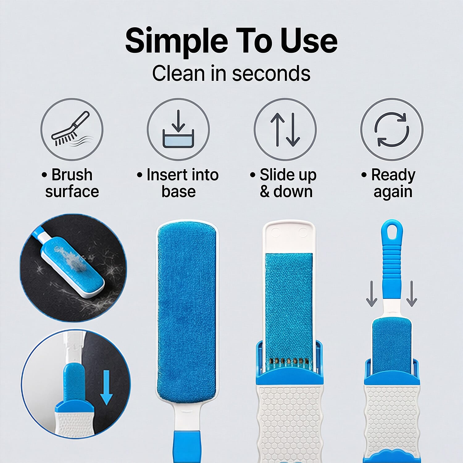 Aqua Laser Sticky Hero - Self-Cleaning Animal and Home Lintr Remover Set - Blue