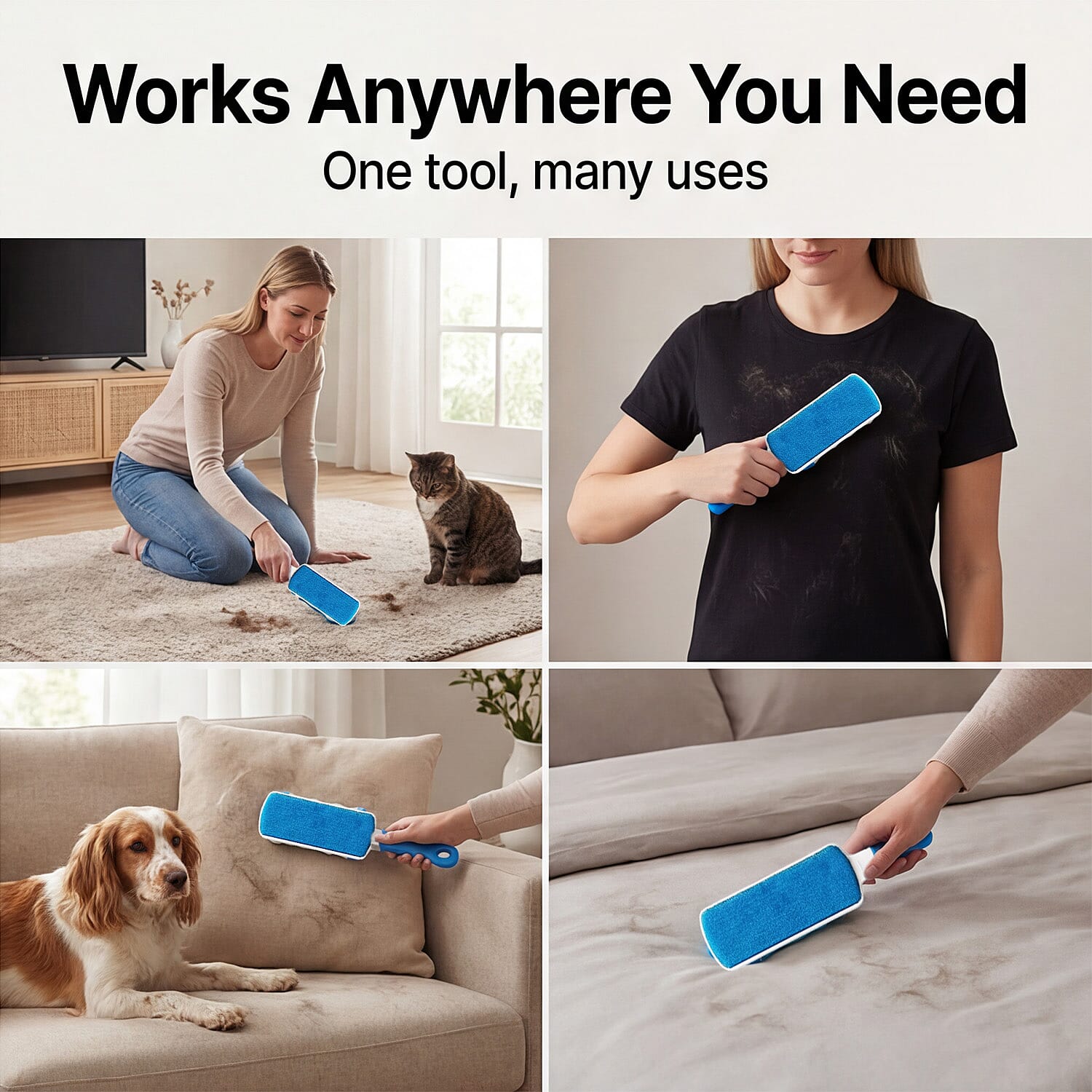 Aqua Laser Sticky Hero - Self-Cleaning Animal and Home Lintr Remover Set - Blue