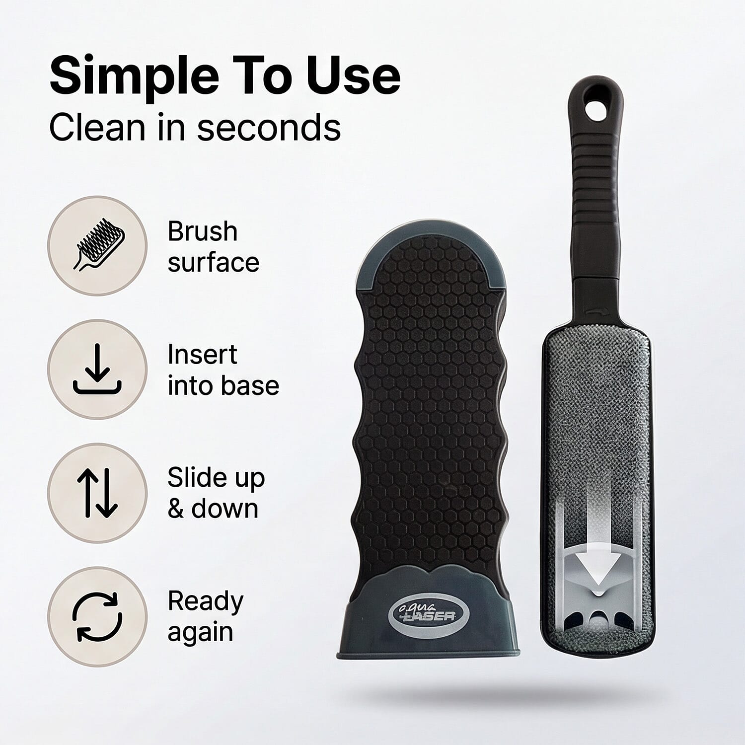 Aqua Laser Sticky Hero - Self-Cleaning Animal Hair Remover Set - Black