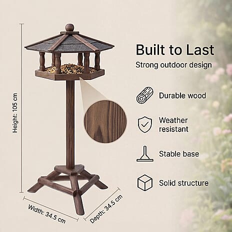 Wooden Bird Feeder Birdhouse (34.5 x 34.5 x 105Cm)