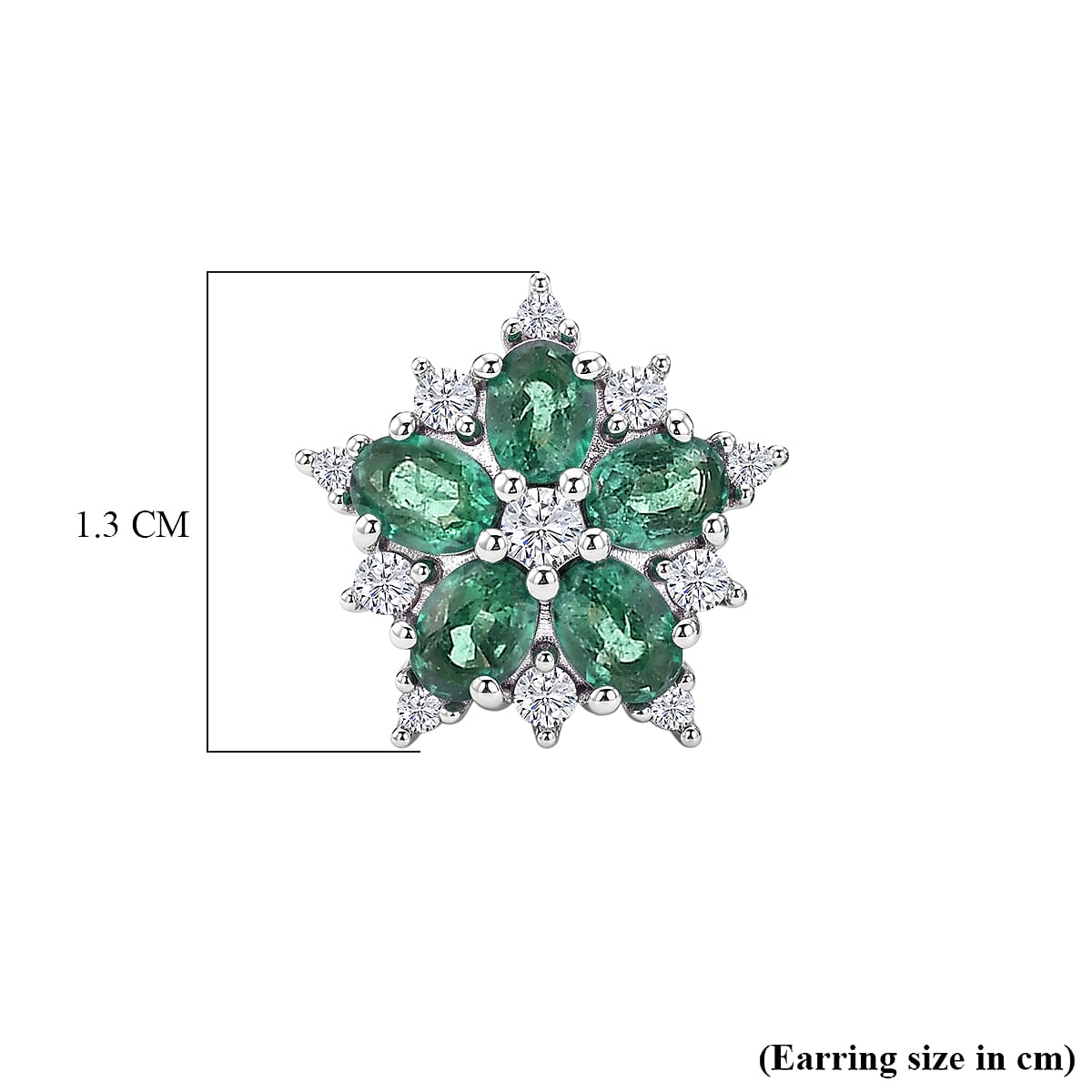 Luxuriant - AAA Zambian Emerald & Lab Grown Diamond (SI-G-H) Cluster Earring with Push Post in Rhodium Overlay Sterling Silver 1.90 Ct.