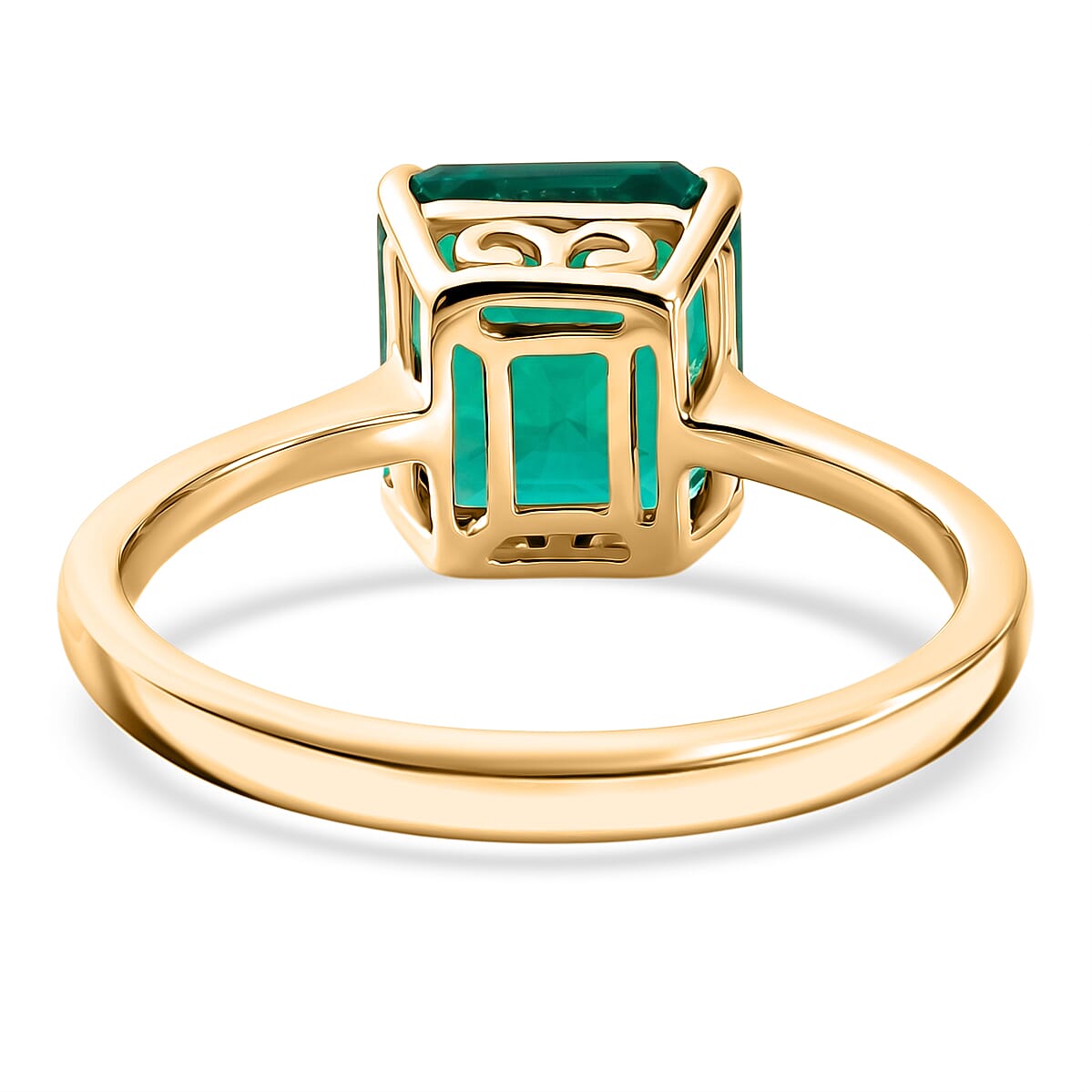 First Time Ever- 9K Yellow Gold Premium AAAA Lab Grown Colombian Emerald Solitaire Ring 2.85 Ct.