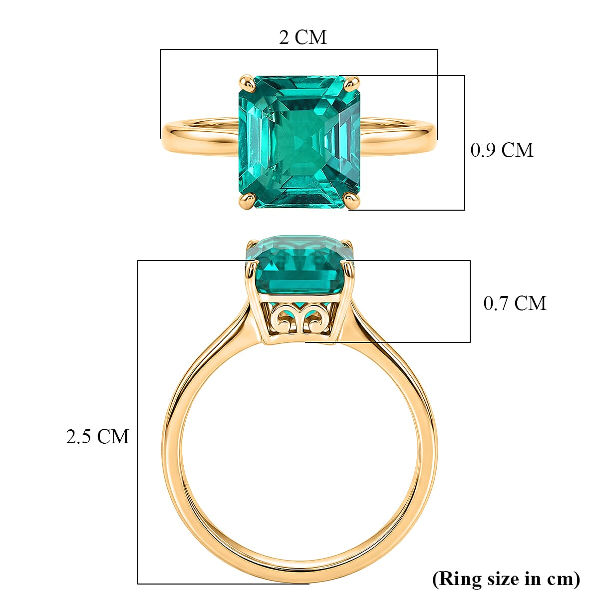 First Time Ever- 9K Yellow Gold Premium AAAA Lab Grown Colombian Emerald Solitaire Ring 2.85 Ct.