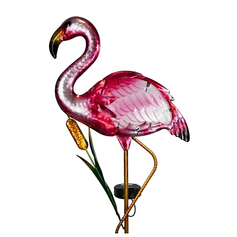 Decorative Flamingo Ornament LED Solar Metal Garden Stick GL1044EZ (24 x 98cm) - Multi Colour