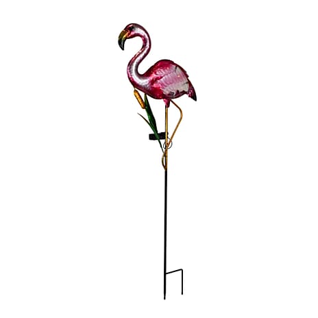 Decorative Flamingo Ornament LED Solar Metal Garden Stick GL1044EZ (24 x 98cm) - Multi Colour
