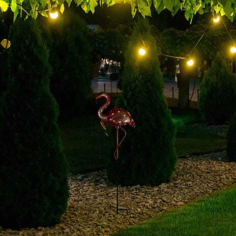 Decorative Flamingo Ornament LED Solar Metal Garden Stick GL1044EZ (24 x 98cm) - Multi Colour