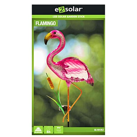 Decorative Flamingo Ornament LED Solar Metal Garden Stick GL1044EZ (24 x 98cm) - Multi Colour