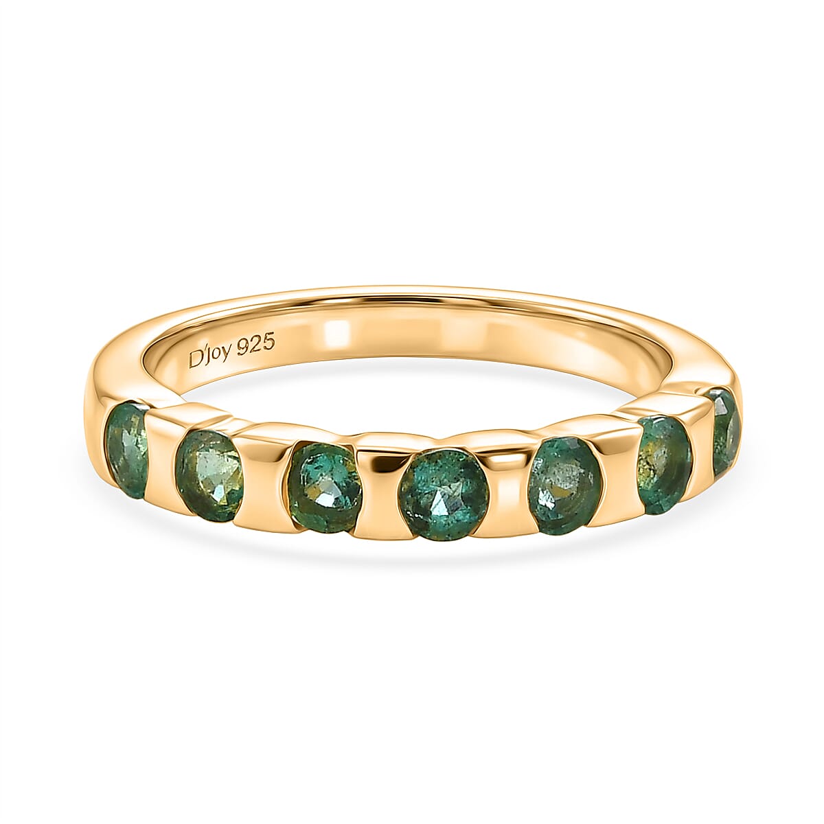D'Joy - Zambian Emerald Band Ring in 18K Vermeil Yellow Gold Plated Sterling Silver