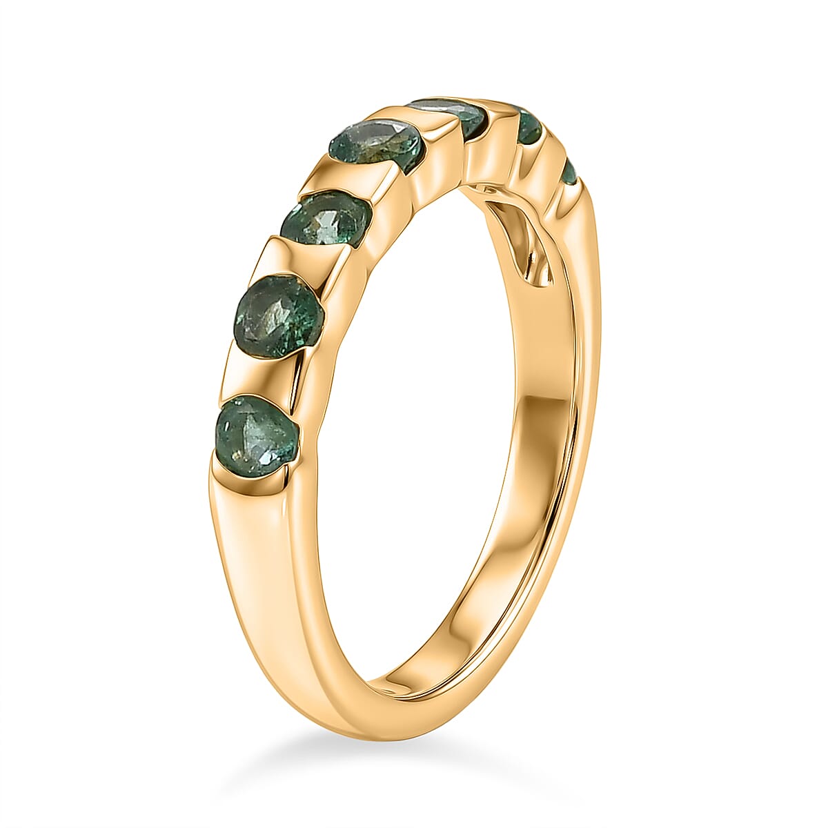 D'Joy - Zambian Emerald Band Ring in 18K Vermeil Yellow Gold Plated Sterling Silver