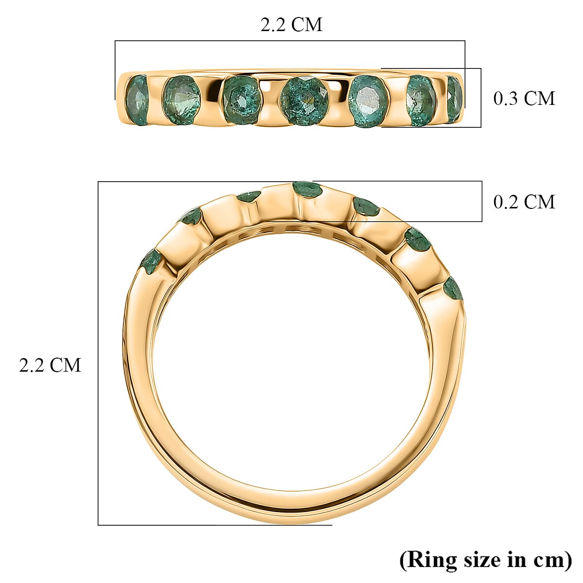 D'Joy - Zambian Emerald Band Ring in 18K Vermeil Yellow Gold Plated Sterling Silver