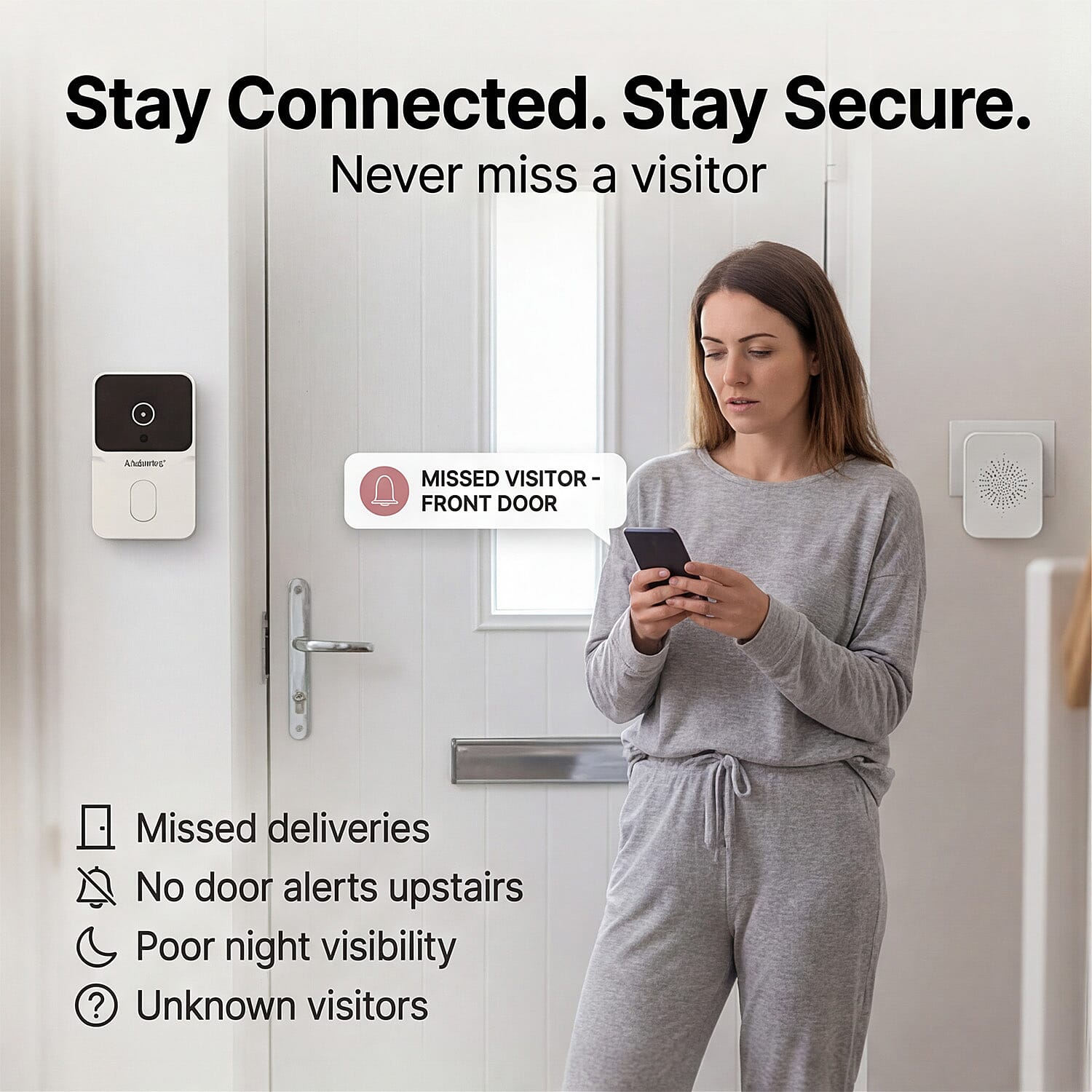 THE INTELLIGENT HOME SECURITY - ULTRA 4K Smart Wireless Video Doorbell With Infrared Detector- White