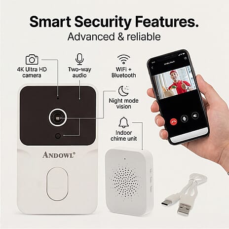 THE INTELLIGENT HOME SECURITY - ULTRA 4K Smart Wireless Video Doorbell With Infrared Detector- White